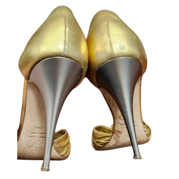 Giuseppe Zanotti Gold Peep Toe Pumps Size EU 39.5/US 9 - Picture 10 of 15